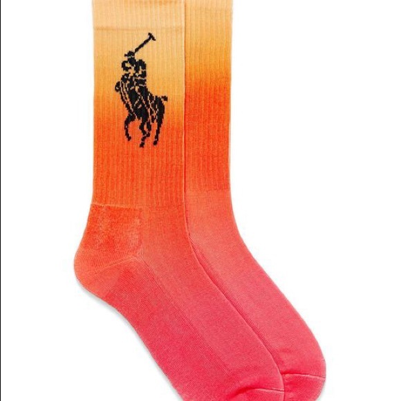 POLO RALPH LAUREN Ombre Neon Large Pony Crew Socks - Picture 1 of 6